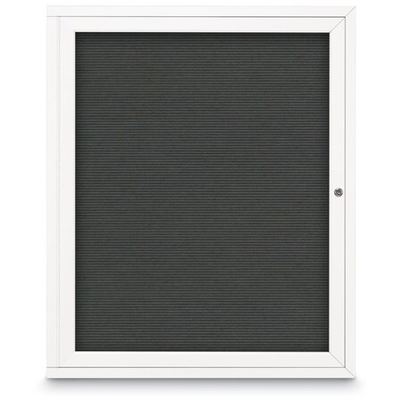 United Visual Products 60"x36" 2-Door Enclosed Outdoor Letterboard, Hdr, Grey Felt/White UV1177HD-WHITE-GREY